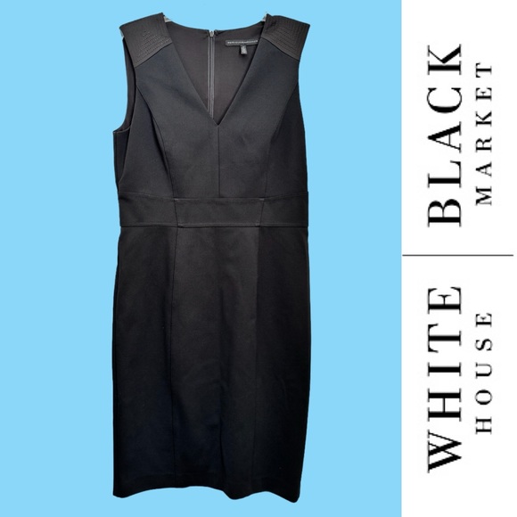 LIKE NEW! WHITE HOUSE BLACK MARKET WOMENS SHEATH DRESS 12. GORGEOUS BLACK DRESS - Picture 4 of 15